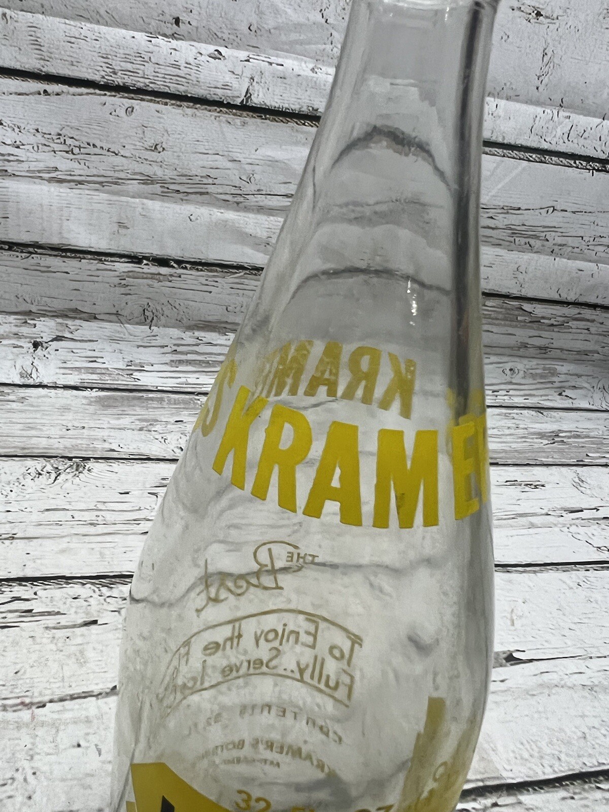 VTG Kramer's Beverages Mt. Carmel PA "The Best" Quart Soda Bottle Pennsylvania