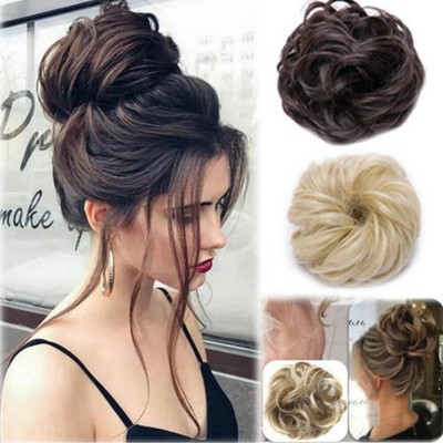 Women Girl Curly Messy Bun Hair Piece Scrunchie Cover Wig Hair