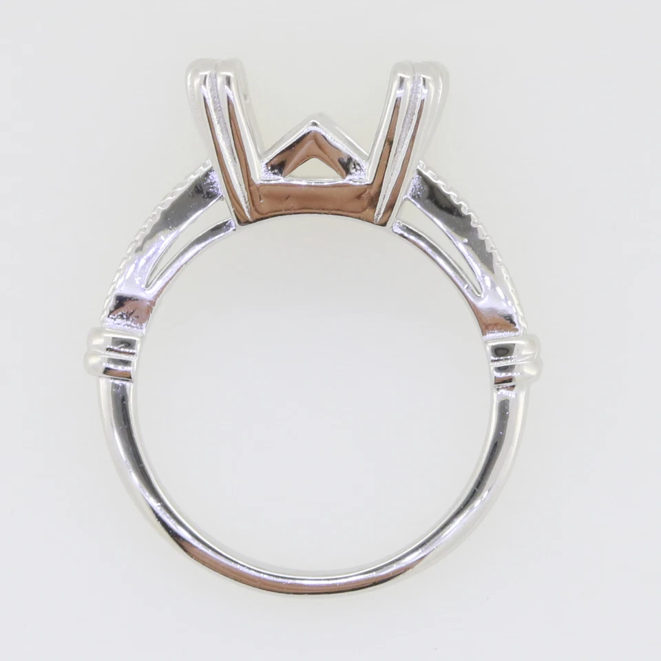 Anillo semi montaje plata esterlina princesa SQ 10X10mm topacio o moissanita Foto 4 de 4