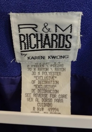 R&M Richards By Karen Wong Royal Blue Embellished Jacket Buttons sz 14 *14/03* - Picture 4 of 4