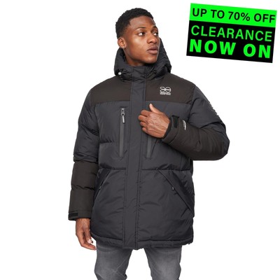 Crosshatch Squadage Panel Mens Quilted Puffer Desinger Coat Jacket Black