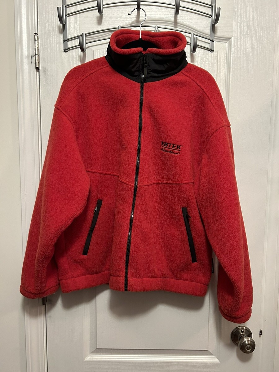 Vintage Eddie Bauer EBTEK Fleece Jacket Mens Small Red Full Zip  