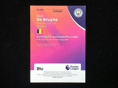 Kevin De Bruyne 2026 Topps Chrome Premier League Orange Auto 7/25