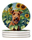 Irish Terrier in Sunflowers Large Sandstone Coasters Pack of 4 Dac6099Rcs4