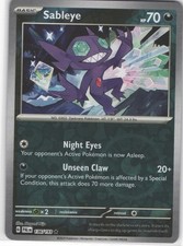 Sableye 136/193 Rare Paldea Evolved Pokemon Reverse Holo Near Mint
