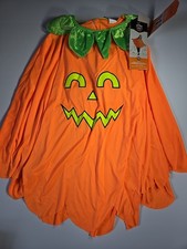 Adult Pumpkin Capelet Poncho - Glows W/blacklight Costume Kit One Size Halloween