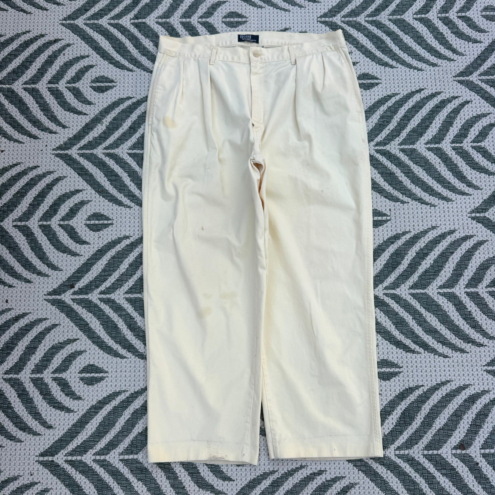 Vintage 90s Polo Ralph Lauren Beige Chino Pants  Mens 36x27 Pleated Made in USA