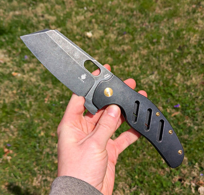 [RARE] Kizer Sheepdog XL Titanium C01C Black PVD S35VN  Removable Flipper Tab