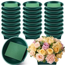 24 Pack 6.3 Inch Floral Foam Round Bowls, Flower Arrangements, Wedding, Party
