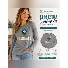 UNCW Seahawks Long Sleeve Graphic Tee Alternative Apparel Gray NWT Women L
