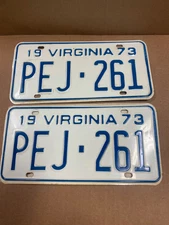 1973 Virginia License Plates Pair Chevrolet Ford Dodge