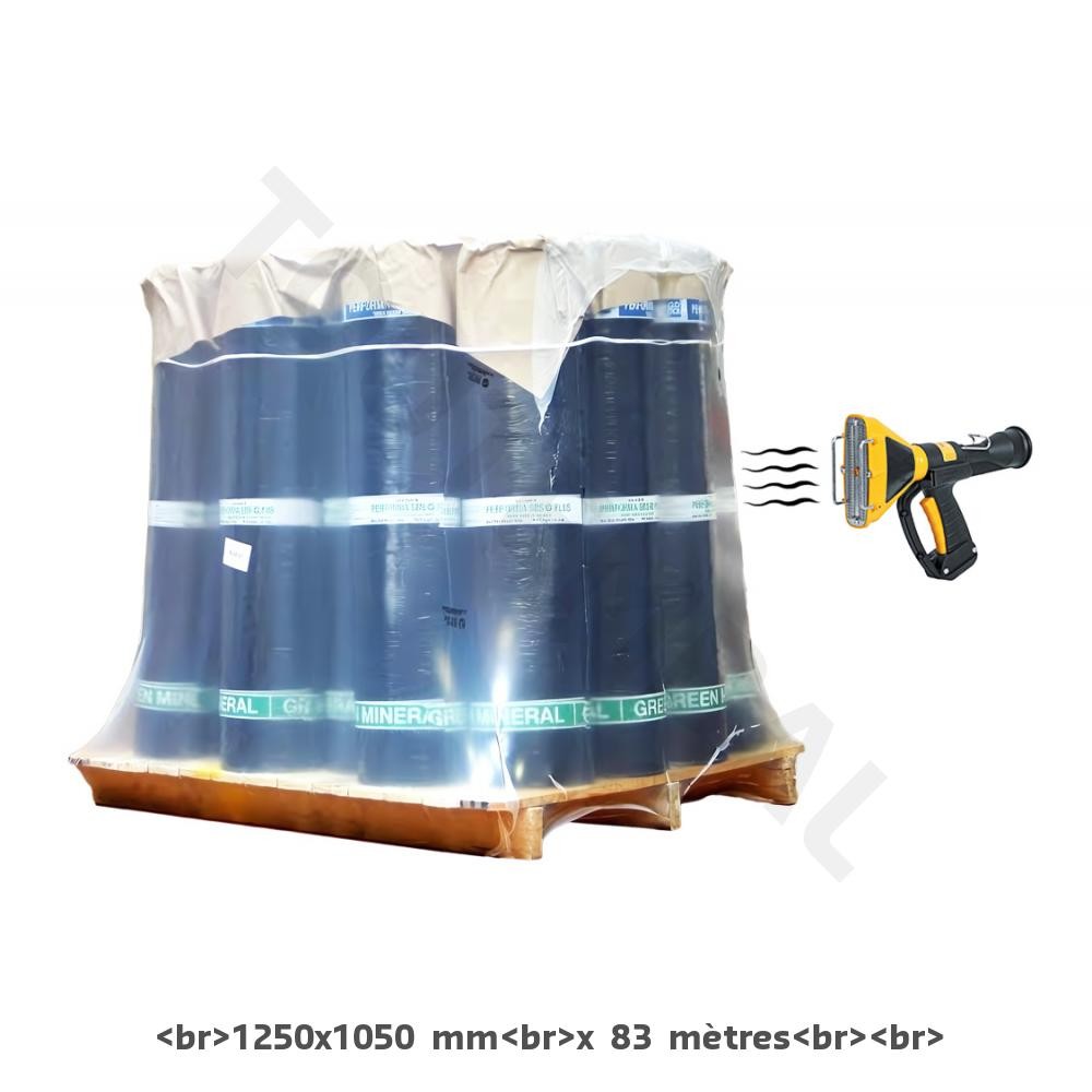 Gaine thermo-rétractable de palettisation 1200x1000 mm pour stockage extérieur long