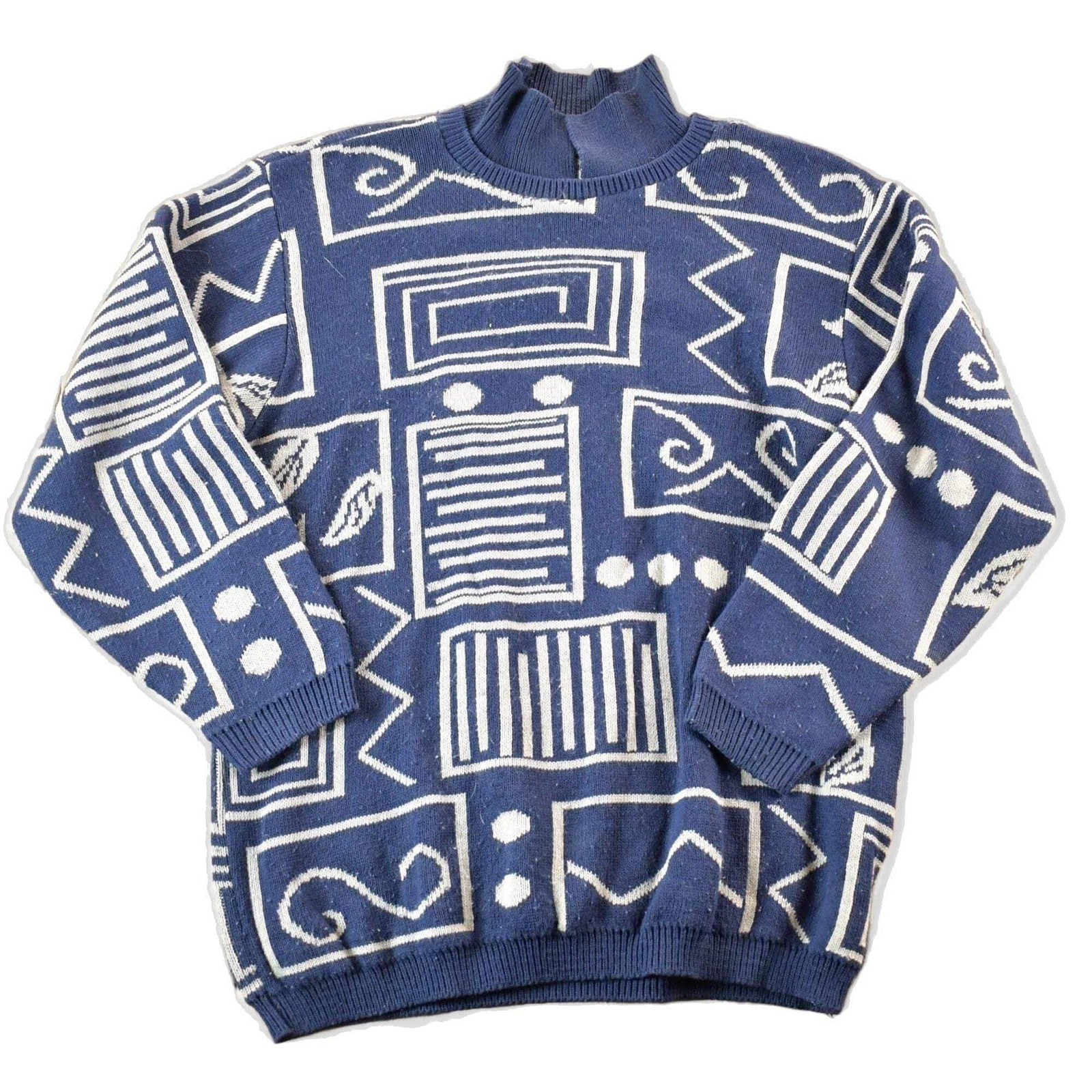 Vintage 1990s Alfred Dunner Knit Abstract Pattern Crewneck Sweater Womens M