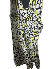 Nine West Women's L Abstract Print Sleeveless Tiered Shift Dress Black