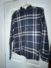Mens Burberry Brit Blue Plaid Nova Check Button Down Shirt Adult Medium
