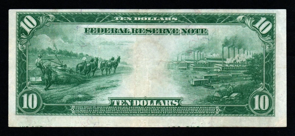 1914 $10 NEW YORK LARGE Size CRISP XF+ Federal Reserve Note! - Image 3 of 4