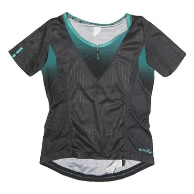 OAKLEY Herren Black & Teal Modern T-Shirt L Kurzarm Rundhals Reißverschluss vorne