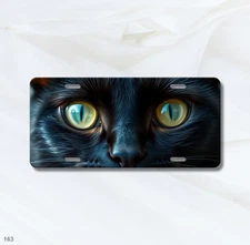 Cat Eyes License Plate Black Cat Detailed Design Customizable Display Plate