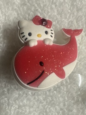 CROCs Vintage JIBBITZ Shoe Charm HELLO KITTY Glitter Whale - Rare! Collectible