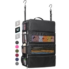 Suitcase Organizer - Travel Luggage Organizer with Hanging Shelves & Packing ...