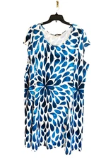 Lily By Firmiana Summer Dress Womens Size 4XL Royal Blue White Popover Stretch