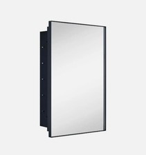 TEHOME 16x26 Recessed Medicine Cabinet Mirror Matte Black Adjustable Shelves