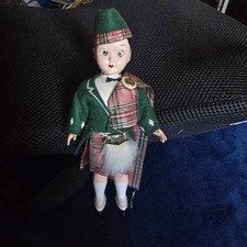 Scottish Souvenir Doll Hard Plastic Kilt 1950'S Tartan Sleepy Eye Boy VTG OG 7"