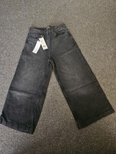 French Connection women's premium Cropped culotte jeans in washed black denim 