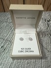 NEW IN BOX Nanette Lepore 925 Silver Cubic Zirconia Flower Earrings