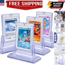 4Pcs s for Trading Card, Baseball Card Protectors with 4 Stands, 35pt Acrylic...