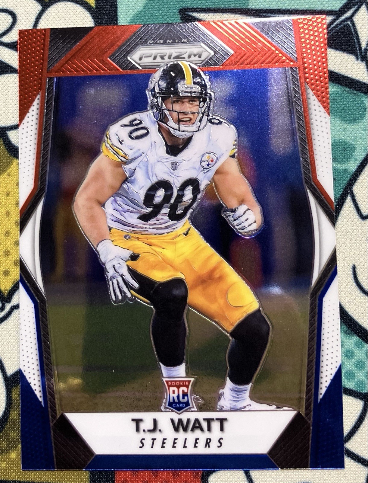 2017 Panini Prizm T.J. Watt Rookie Red White Blue #216 Pittsburgh Steelers