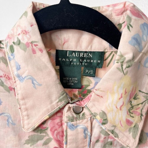 NWT Ralph Lauren Western Shirt Pink Floral Print 100% Cotton Vintage Lightweight - Picture 4 of 7