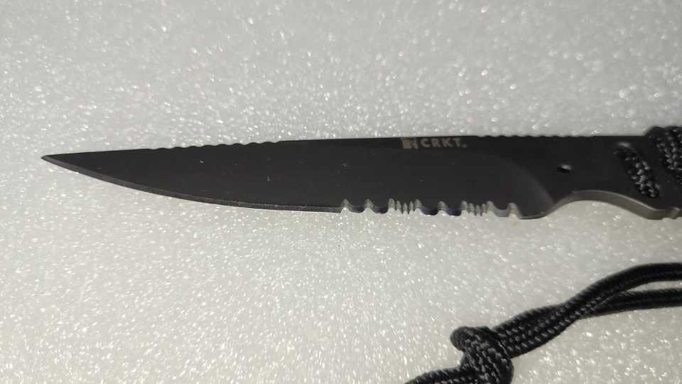 CRKT M.D.P. Stiff K.I.S.S. Cuchillo de cuello táctico EDC mango envuelto con cordón, funda   Foto 3 de 4