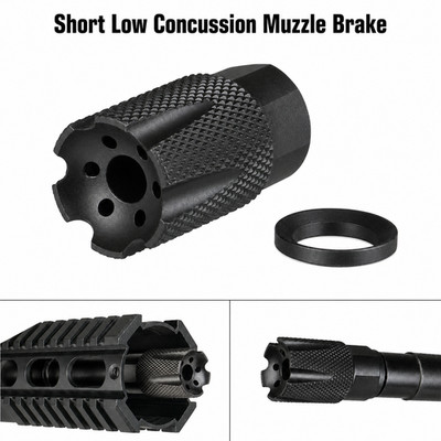 Compact Low Concussion 1/2x28 Muzzle Brake Compensator .223/5.56/.22 /w washer