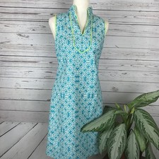 Eliza J Blue & Green Kaleidoscope Sleeveless V-Neck Shift Dress Size 4