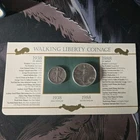 1938 P Walking Liberty Half Dollar + 1988 1 oz Silver Dollar Coinage PCS Panel