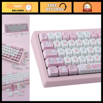 Cute Kitty Cat Keycaps Set 140 Keys MOA Profile | Custom Dye-Sublimation for MX