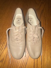 Capezio Tap Dance Shoes Tele Tone Tap Lace Up Size 3  1/2M Tan color