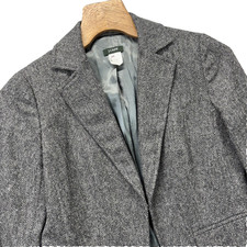 J Crew Blazer Womens 2 Gray Herringbone Wool Lined Tailored Jacket Style 96698