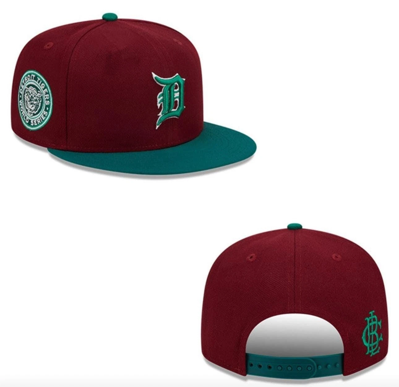 Detroit Tigers Burgundy Teal Snapback Hat Adjustable Flat Bill Cap New