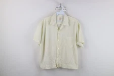 Vtg 50s 60s Mens Large Sheer Looped Collar Short Sleeve Shirt Jacket Jac Shirt