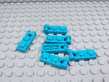 LEGO Lot of 6 Bright Bluish Green 1x2 Plates w/ Closed Handle on End AH
