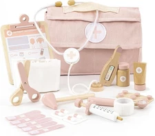 Wooden Doctor Play Set for Toddlers,A Complete Durable Pretend Play Medical Kit