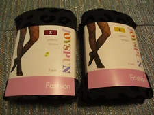 JOYSPUN Womens Nylon Pattern/Opaque 2 Pair Tights NEW/Package