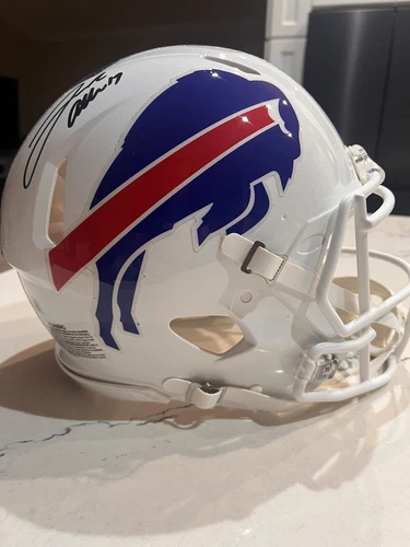 JOSH ALLEN Signed Full Size AUTHENTIC Bills White Helmet & Visor Beckett BAS