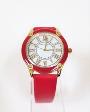 NEW ANNE KLEIN GOLD TONE,FUCHSIA LEATHER BACKING,ROMAN #'S,MOP,WATCH AK/1782