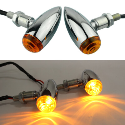 Bernstein Chrom Bullet Blinker Universal für Motorrad Cruiser Chopper Scooter
