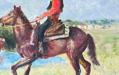 14X18 Original Western Art Oil Painting Listed Artist Nino Pippa The Pond COA - Picture 5 of 7