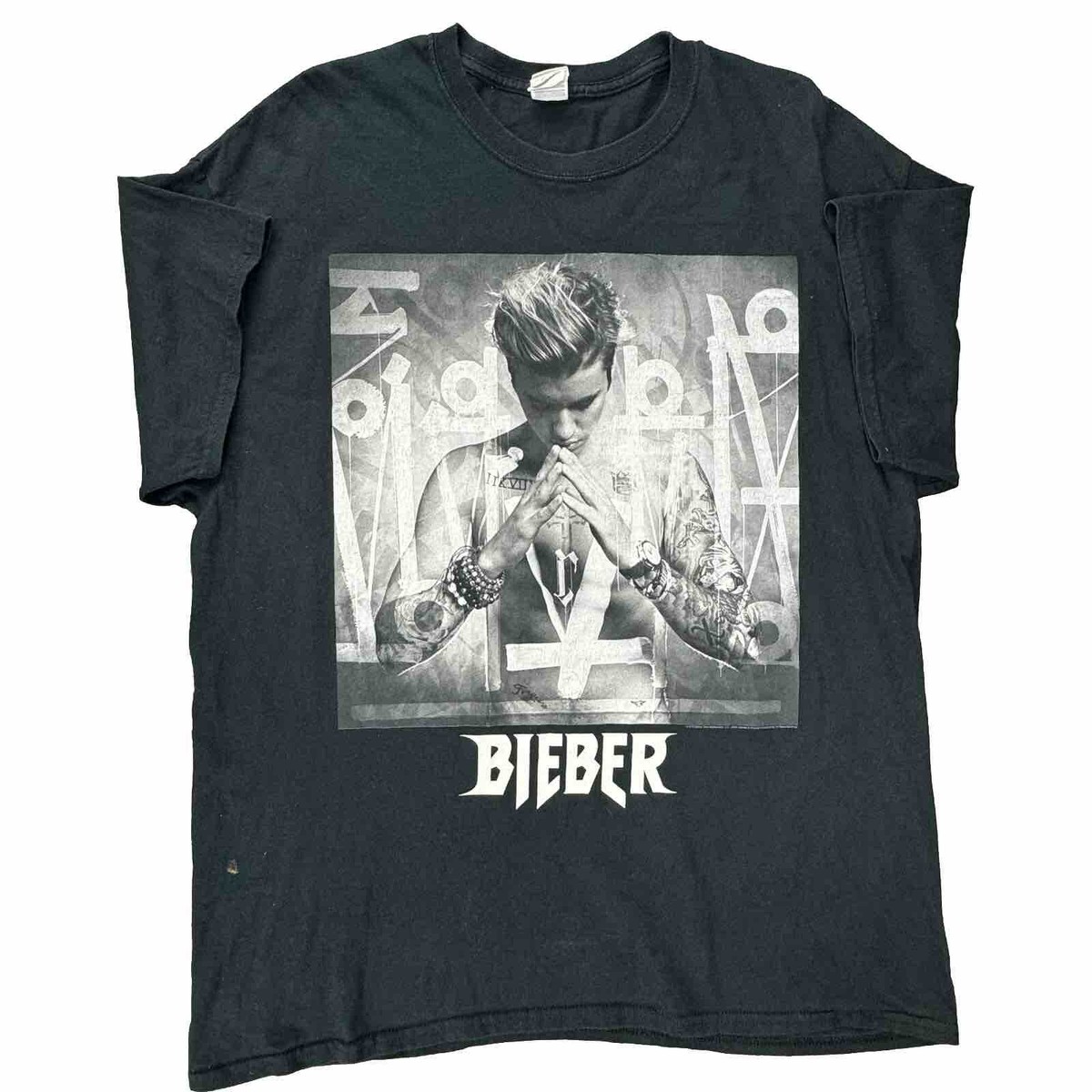 Justin Bieber Purpose Tour Gildan T Shirt Adult XL Black Short 