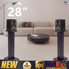 Pair Black Walnut Computer/Bookshelf Speaker Stands Surround Stands Home Theater